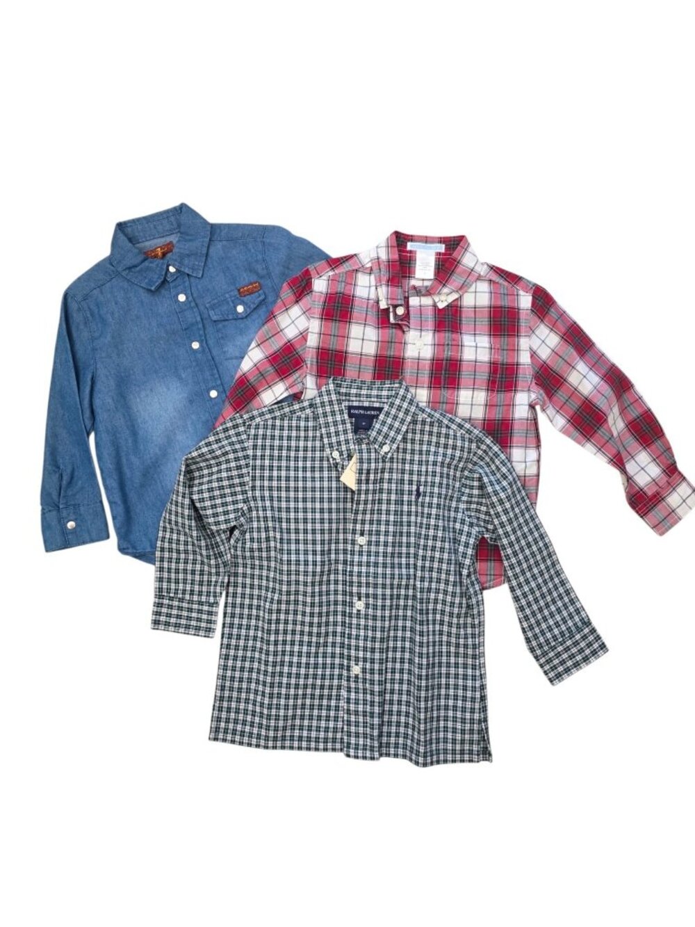 Ralph Lauren Janie and Jack 7 for all Mankind 3T Shirt Lot Plaid Button Down
